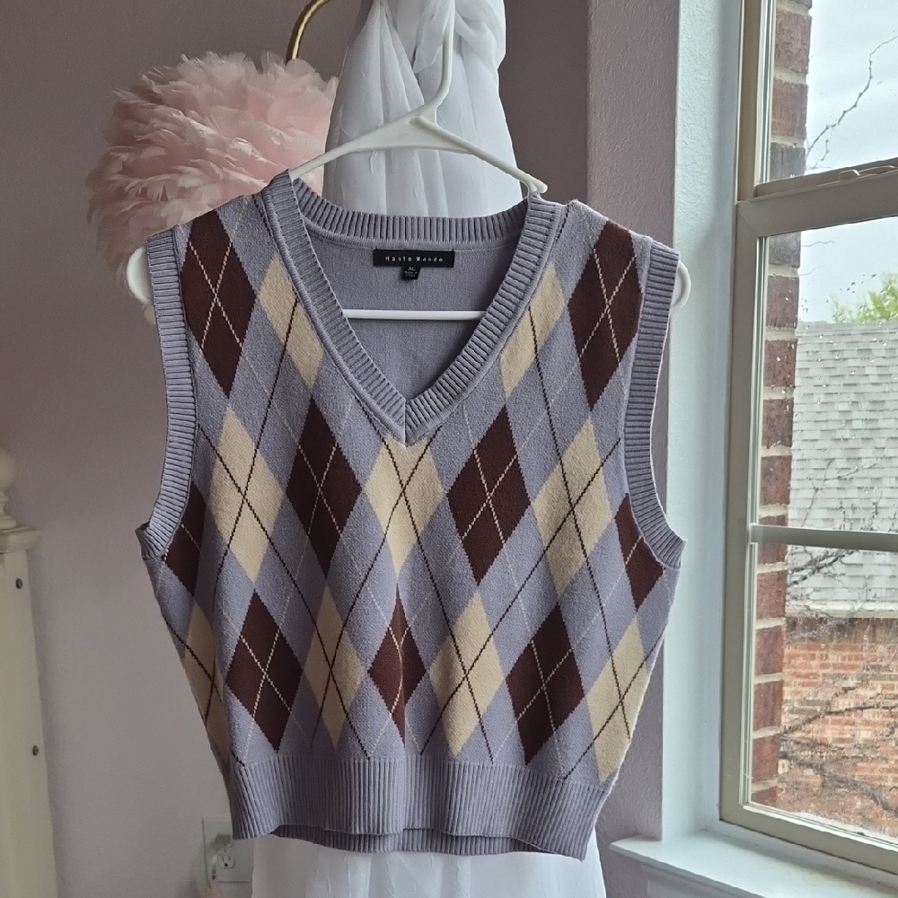 Argyle Knit Sweater Vest